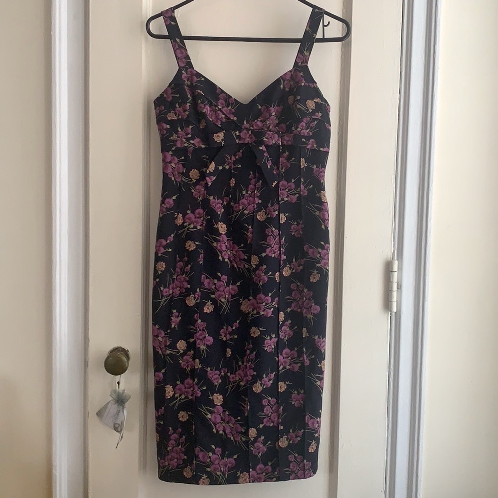 💜 VINTAGE BETSEY JOHNSON FLORAL BOW MINI/MIDI DRESS Y2K 90s COTTAGECORE XS S P - Picture 3 of 17